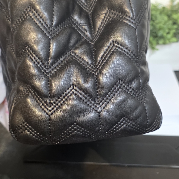 Betsey Johnson Black Quilted Shoulder Bag with Floral Accent - Picture 5 of 10